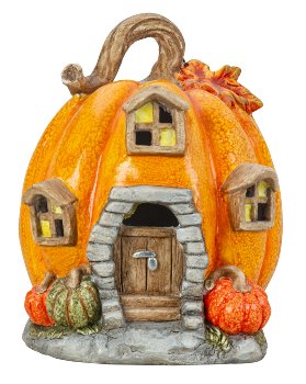 Pumpkin house with LED-light h=34cm