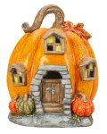 Pumpkin house with LED-light h=34cm