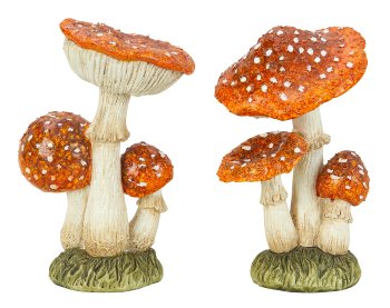 Mushrooms standing on grass base