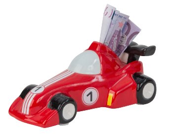 Rennauto als Spardose h=7cm l=16,5cm