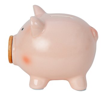 Sparschwein mit Holz-Öffnung am Rüssel