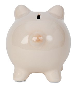 Sparschwein mit Holz-Öffnung am Rüssel