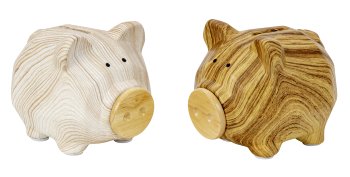 Sparschwein in Holzoptik mit