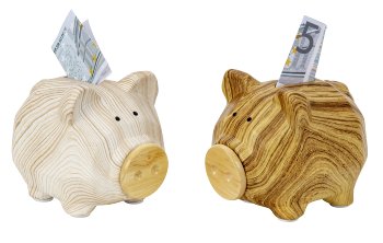 Sparschwein in Holzoptik mit