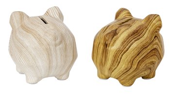 Sparschwein in Holzoptik mit