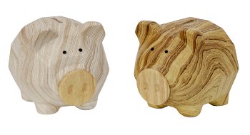 Sparschwein in Holzoptik mit