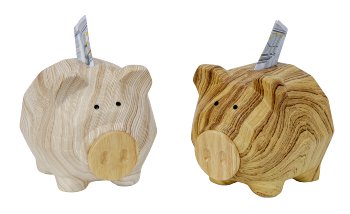 Sparschwein in Holzoptik mit