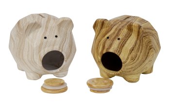 Sparschwein in Holzoptik mit