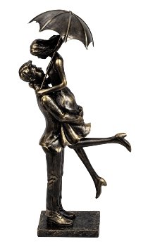Couple with umbrella gold/black h=34cm
