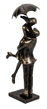 Couple with umbrella gold/black h=34cm