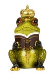 Frog with golden crown & book in hand