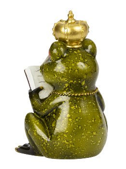 Frosch mit goldener Krone & Buch in der
