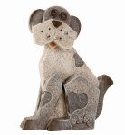 Hund sitzend grau h=22cm