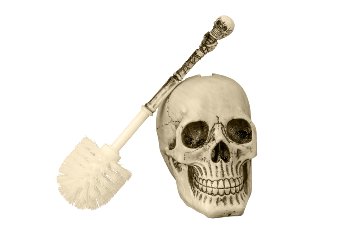 Toiletbrush skull h=31,5cm w=17cm