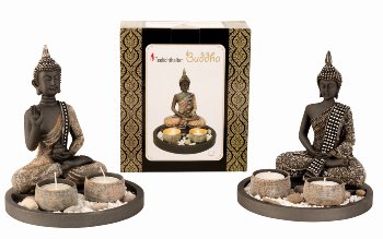 buddha set for 2 T-lights h=21,5cm