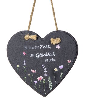 Slate heart with print 15x15cm for