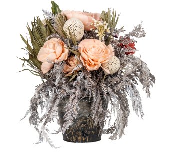 Trockenblumen-Gesteck in Metalltopf