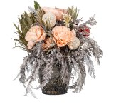 Trockenblumen-Gesteck in Metalltopf