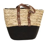 Basket bag with handle black/nature