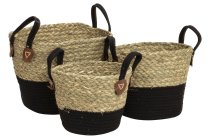 Storage baskets black/nature, set of