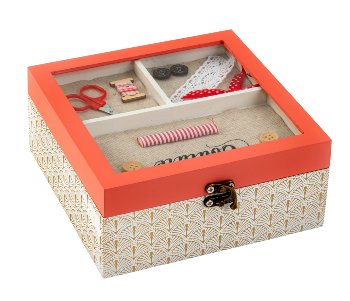 Sewing box made from wood 18x18cm h=8cm