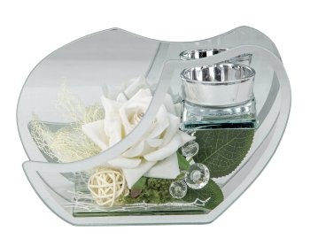 Glass decoration with white rose for