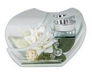 Glass decoration with white rose for