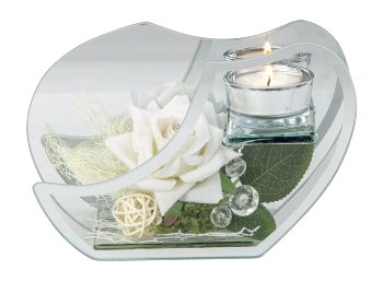 Glass decoration with white rose for