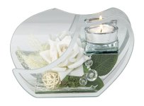 Glass decoration with white rose for