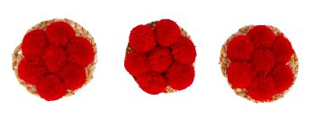 Bollenhut mit 7 roten Bollen d=6-6,5cm