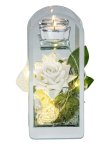 Glass decoration with white rose for