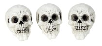 Set of 3 plastic Halloween-skulls h=14cm