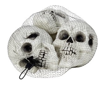 Set of 3 plastic Halloween-skulls h=14cm