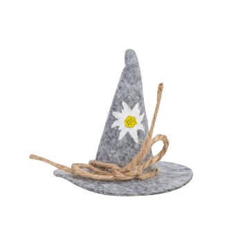 Filz-Hut grau mit Blumendruck Edelweiß