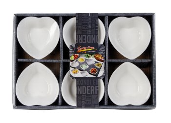Set of 6 porcelain heart bowl h=4cm