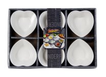 Set of 6 porcelain heart bowl h=4cm