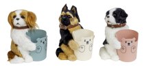 Dog with cup h=19cm w=15cm asst.