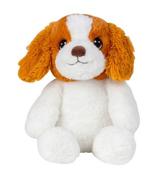 Plush dog brown/white h=32cm