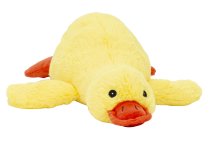 Plush duck lying yellow l=36cm