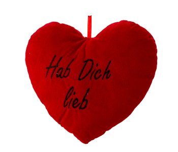 Herzkissen rot "Hab Dich lieb" h=25cm