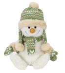 Plush snowmen sitting with hat & scarf
