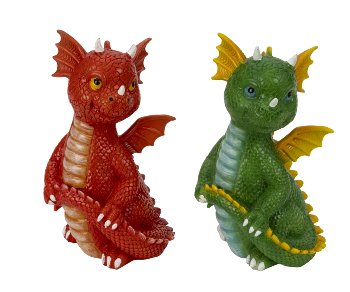 Süße Drachen in rot & grün h=22,5cm