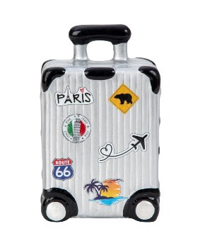 Koffer-Spardose silber h=16cm b=10cm