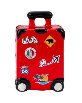 Koffer-Spardose rot h=16cm b=10cm