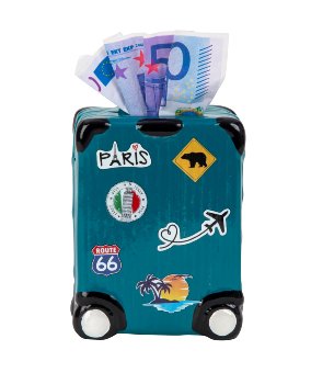 Koffer-Spardose petrol h=16cm b=10cm