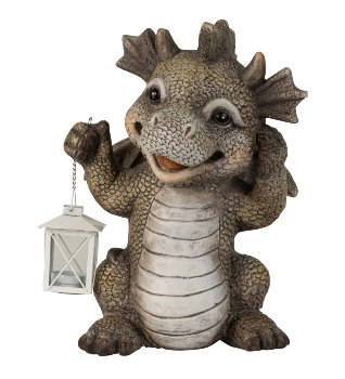 Laughing dragon standing with lantern in