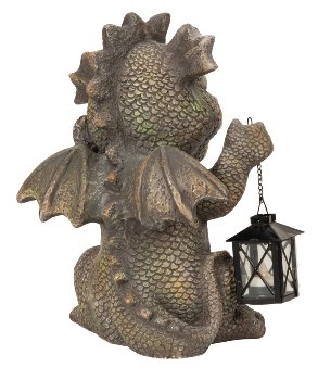 Laughing dragon standing with lantern in