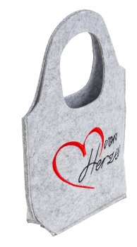 Filz-Tasche grau mit Stick "von Herzen"
