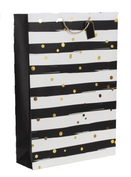 Geschenktüte XXL schwarz/weiße Streifen