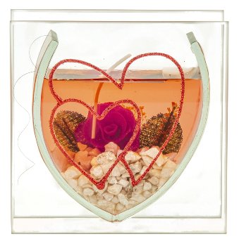 Glass decoration with roses+heart+jelly